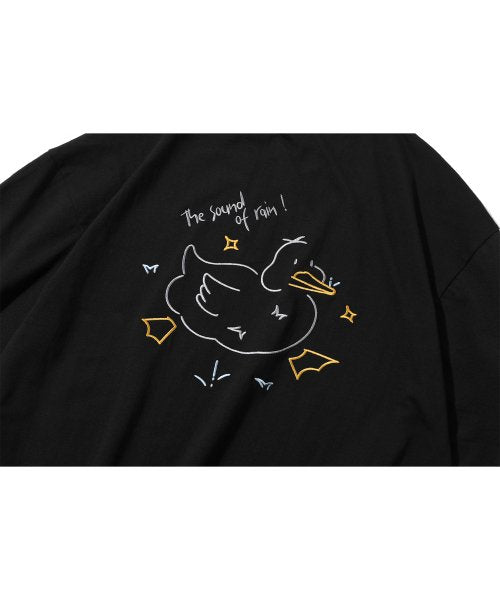 EMBROIDERY SHORT SLEEVE TEE - 2 COLORS BLACK