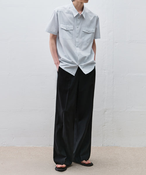 TWO TUCK BANDED WIDE LINEN SLACKS - 3 COLORS BLACK