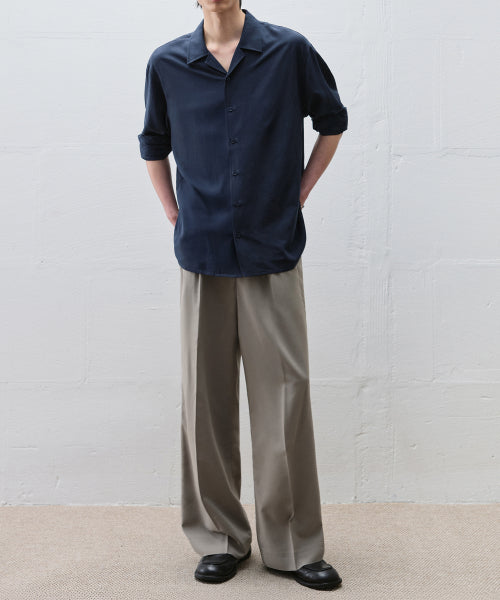 TWO TUCK BANDED WIDE LINEN SLACKS - 3 COLORS KHAKI