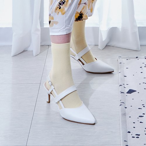 5/ STRAP SLINGBACK HEEL - 3 COLORS WHITE