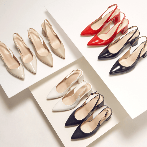 5/ POINTED SLINGBACK PLATFORM HEEL OLIVE - 4 COLORS WHITE