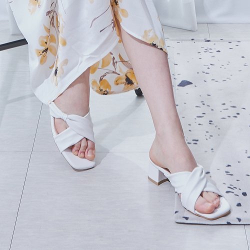 CROSS RIBBON PLATFORM SLIPPER - 3 COLORS WHITE