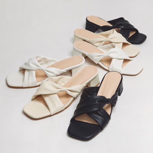 CROSS RIBBON PLATFORM SLIPPER - 3 COLORS WHITE