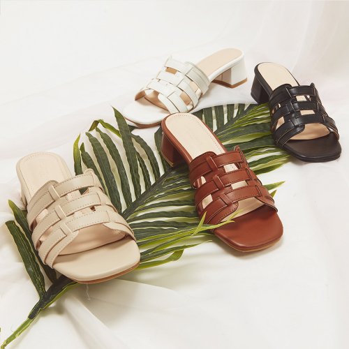 WOVEN PLATFORM SLIPPER PAMELA - 4 COLORS WHITE