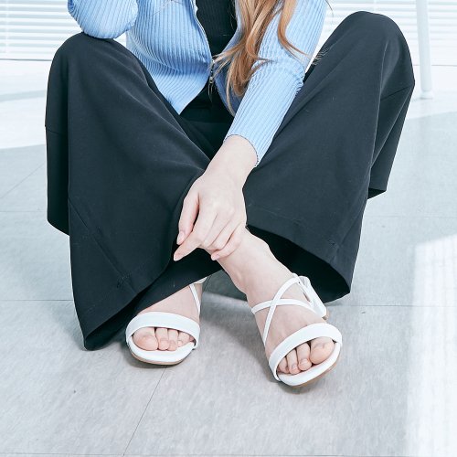 CROSS STRAP PLATFORM SANDAL HEEL - 3 COLORS WHITE