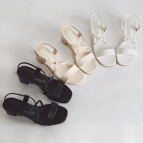 CROSS STRAP PLATFORM SANDAL HEEL - 3 COLORS WHITE