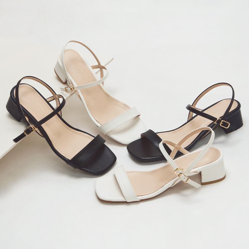 STRAP SANDAL HEEL GREY - 2 COLORS WHITE