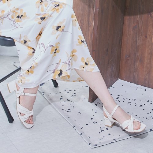 CROSS RIBBON SANDAL HEEL CHLOE - 3 COLORS WHITE