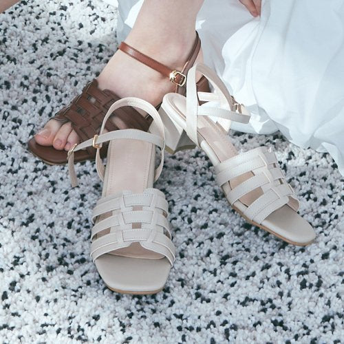 WOVEN STRAP SANDAL - 4 COLORS WHITE