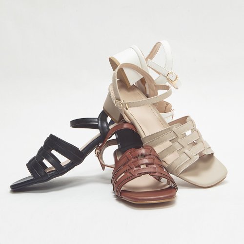 WOVEN STRAP SANDAL - 4 COLORS WHITE