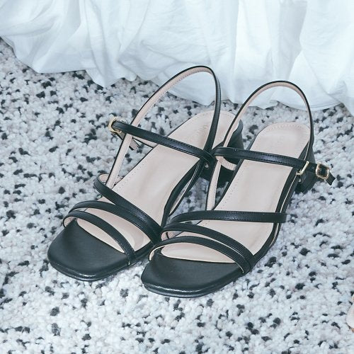 STRAP SANDAL HEEL LILY - 4 COLORS WHITE