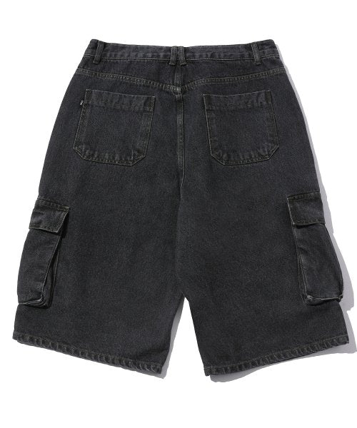 BERMUDA FATIGUE CARGO DENIM PANTS - 2 COLORS BLACK