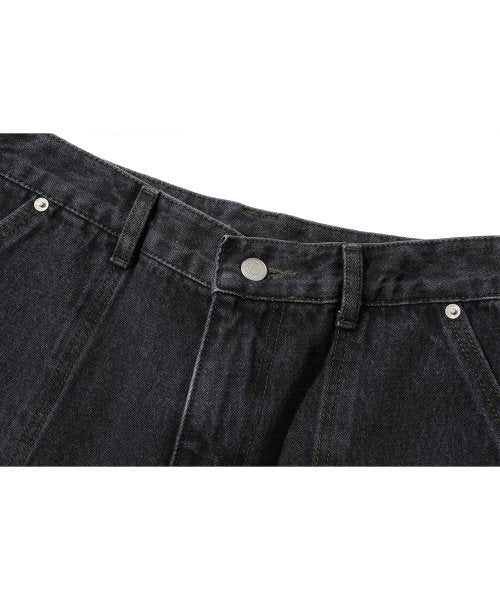 BERMUDA FATIGUE CARGO DENIM PANTS - 2 COLORS BLACK