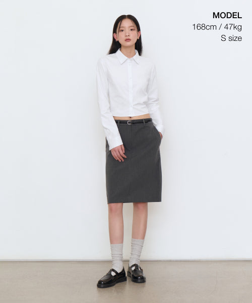 WOMENS SLIM FIT CROP SHIRT #韓韶禧同款! - 6 COLORS WHITE