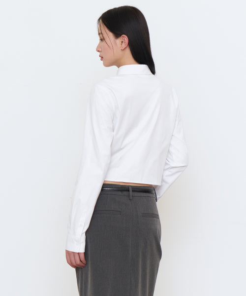 WOMENS SLIM FIT CROP SHIRT #韓韶禧同款! - 6 COLORS WHITE