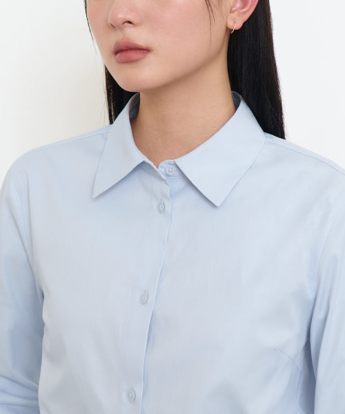 WOMENS SLIM FIT CROP SHIRT #韓韶禧同款! - 6 COLORS SKY BLUE