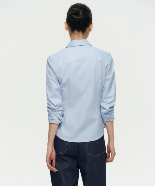 WOMENS SLIM FIT SHIRT #韓韶禧同款! - 9 COLORS SKY BLUE
