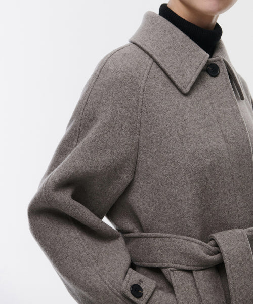 WOMENS CASHMERE BLEND BALMACAAN ROBE COAT #韓韶禧同款! - 8 COLORS TAUPE