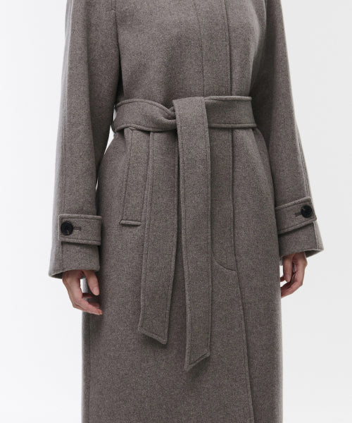 WOMENS CASHMERE BLEND BALMACAAN ROBE COAT #韓韶禧同款! - 8 COLORS TAUPE