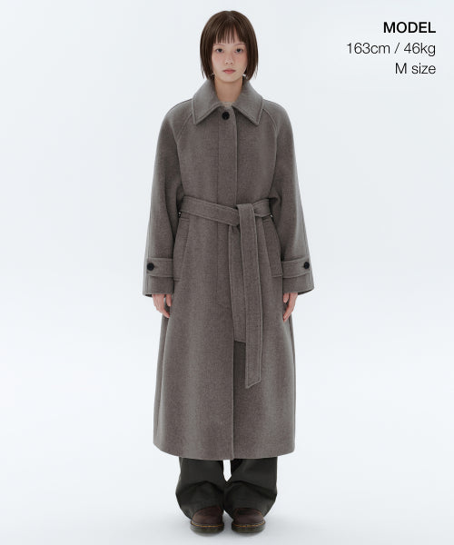 WOMENS CASHMERE BLEND BALMACAAN ROBE COAT #韓韶禧同款! - 8 COLORS TAUPE
