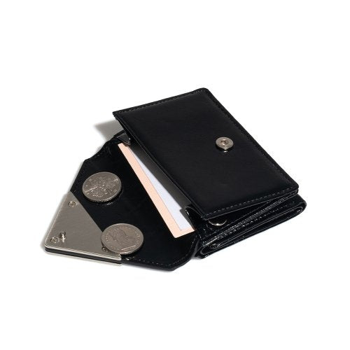 CRINKLE TRIANGLE TRIPLE WALLET - 7 COLORS BLACK