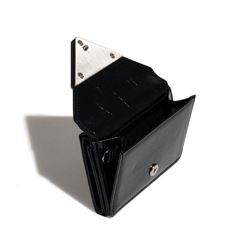 CRINKLE TRIANGLE TRIPLE WALLET - 7 COLORS BLACK
