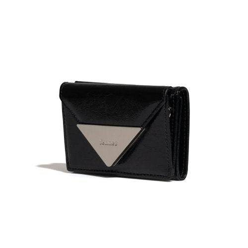 CRINKLE TRIANGLE TRIPLE WALLET - 7 COLORS BLACK