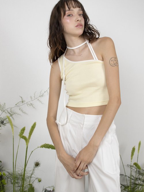 TRACK UNBALANCE SLEEVELESS TOP - LEMON LEMON