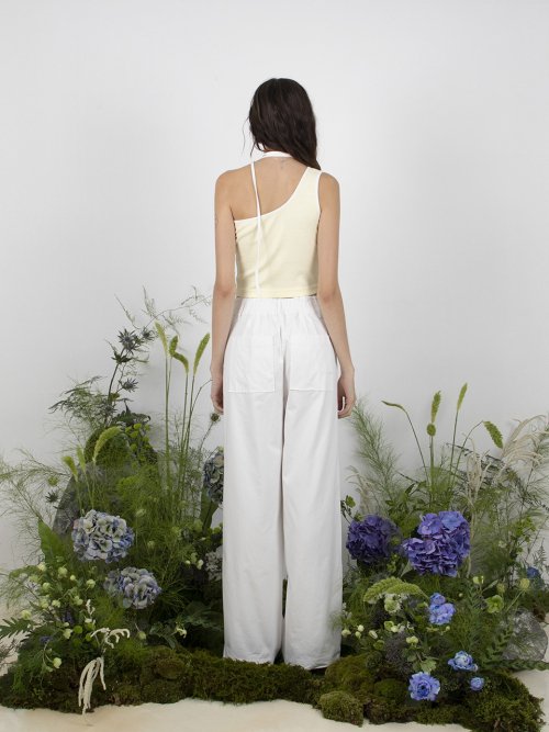 TRACK UNBALANCE SLEEVELESS TOP - LEMON LEMON