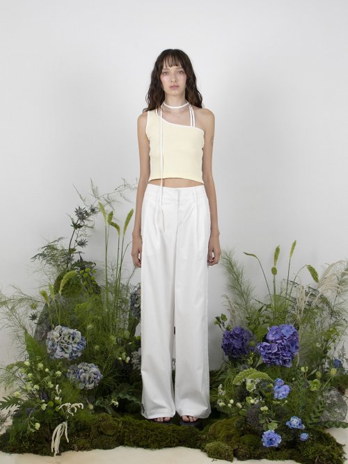 TRACK UNBALANCE SLEEVELESS TOP - LEMON LEMON