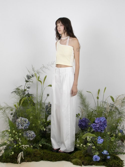 TRACK UNBALANCE SLEEVELESS TOP - LEMON LEMON