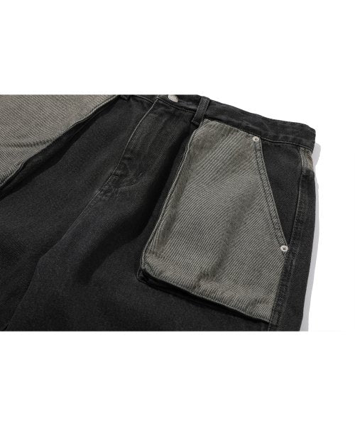 FATIGUE CARGO DENIM PANTS BLACK