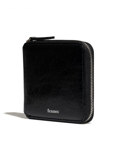 CRINKLE ZIPPER WALLET - 2 COLORS BLACK