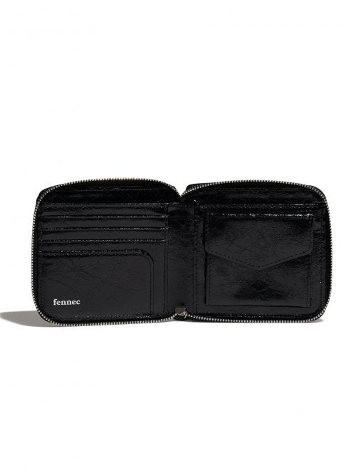 CRINKLE ZIPPER WALLET - 2 COLORS BLACK