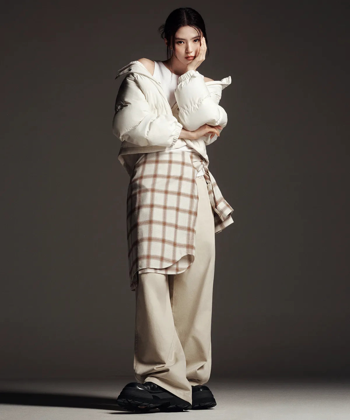 WOMEN'S DAILY PUFFER SHORT PADDED JACKET [IVORY] #韓素希同款!