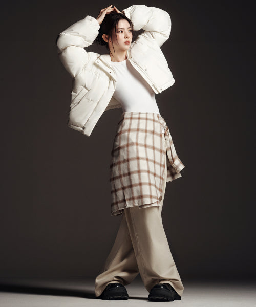 WOMENS DAILY PUFFER SHORT PADDING JACKET #韓韶禧同款! - 10 COLORS IVORY