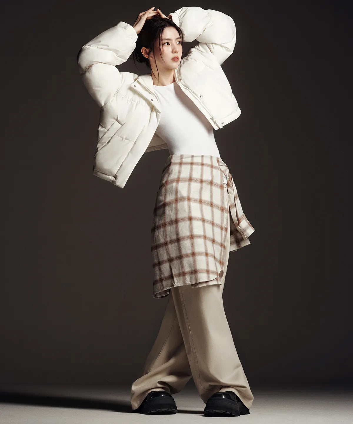 WOMEN'S DAILY PUFFER SHORT PADDED JACKET [IVORY] #韓素希同款!