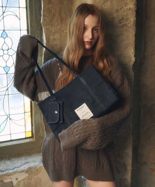 LAVIE DENIM SHOULDER CANVAS BAG - 2 COLORS IVORY