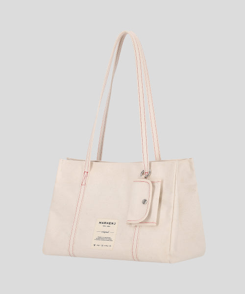 LAVIE DENIM SHOULDER CANVAS BAG - 2 COLORS IVORY