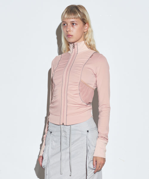 SHIRRING ZIP UP JERSEY BALLERINA - 2 COLORS PINK