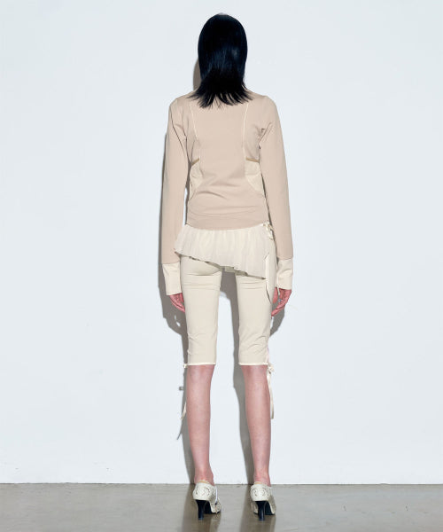 SHIRRING ZIP UP JERSEY BALLERINA - 2 COLORS AS SHOWN
