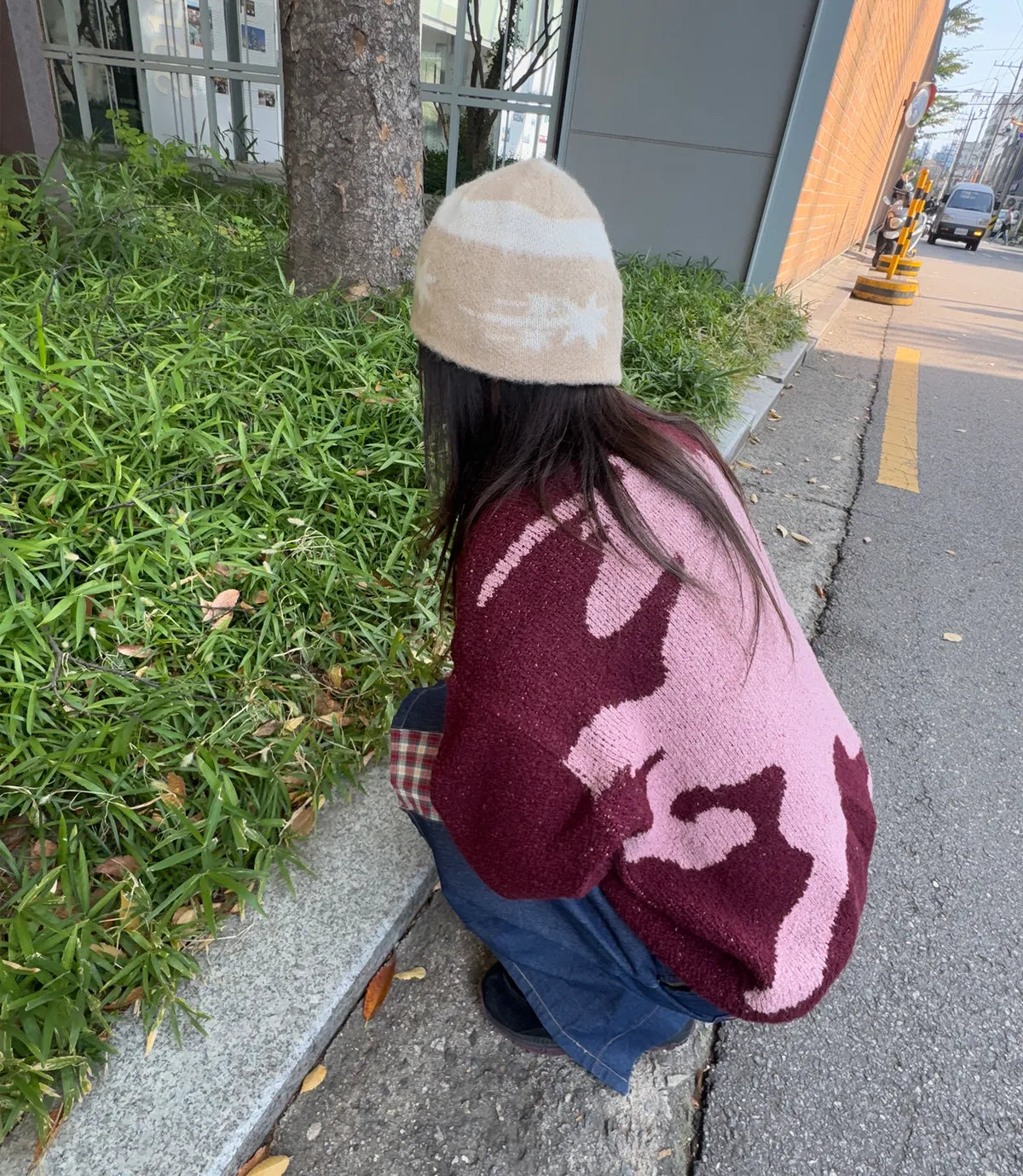 STRIPE 3STAR LOGO MOHAIR BEANIE_3colors