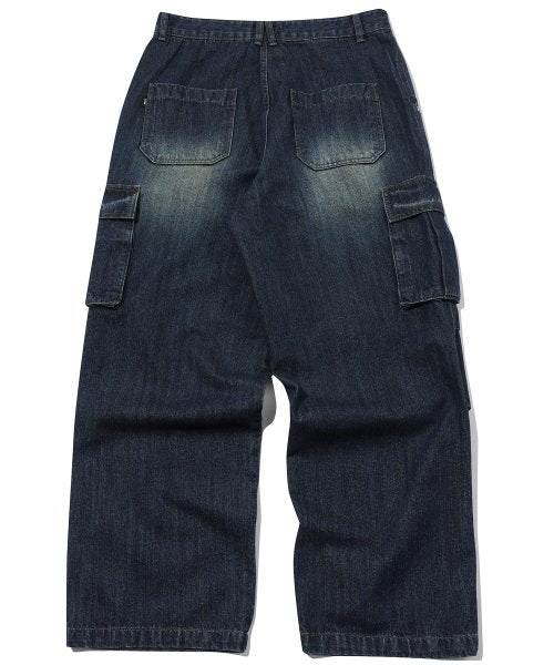 WIDE PANEL CARGO DENIM PANTS - 2 COLORS INDIGO