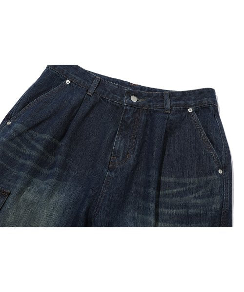 WIDE PANEL CARGO DENIM PANTS - 2 COLORS INDIGO