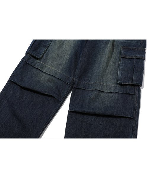 WIDE PANEL CARGO DENIM PANTS - 2 COLORS INDIGO