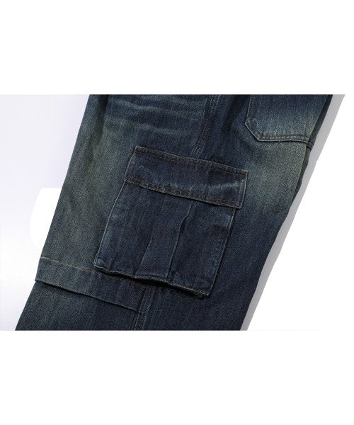WIDE PANEL CARGO DENIM PANTS - 2 COLORS INDIGO