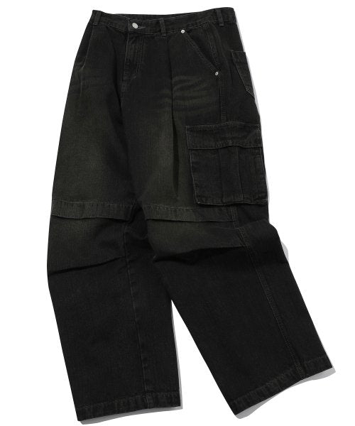WIDE PANEL CARGO DENIM PANTS - 2 COLORS BROWN