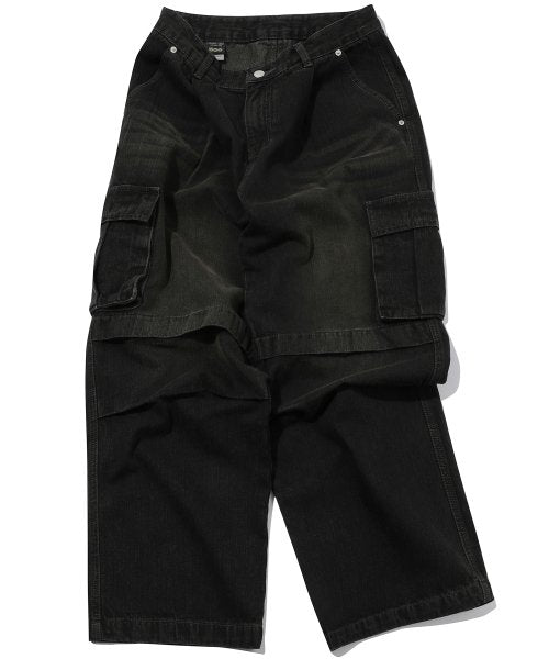 WIDE PANEL CARGO DENIM PANTS - 2 COLORS BROWN