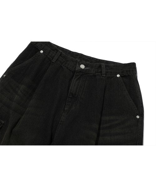 WIDE PANEL CARGO DENIM PANTS - 2 COLORS BROWN