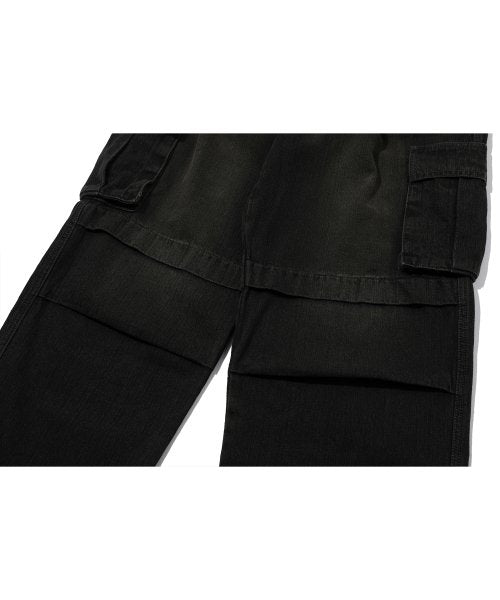 WIDE PANEL CARGO DENIM PANTS - 2 COLORS BROWN